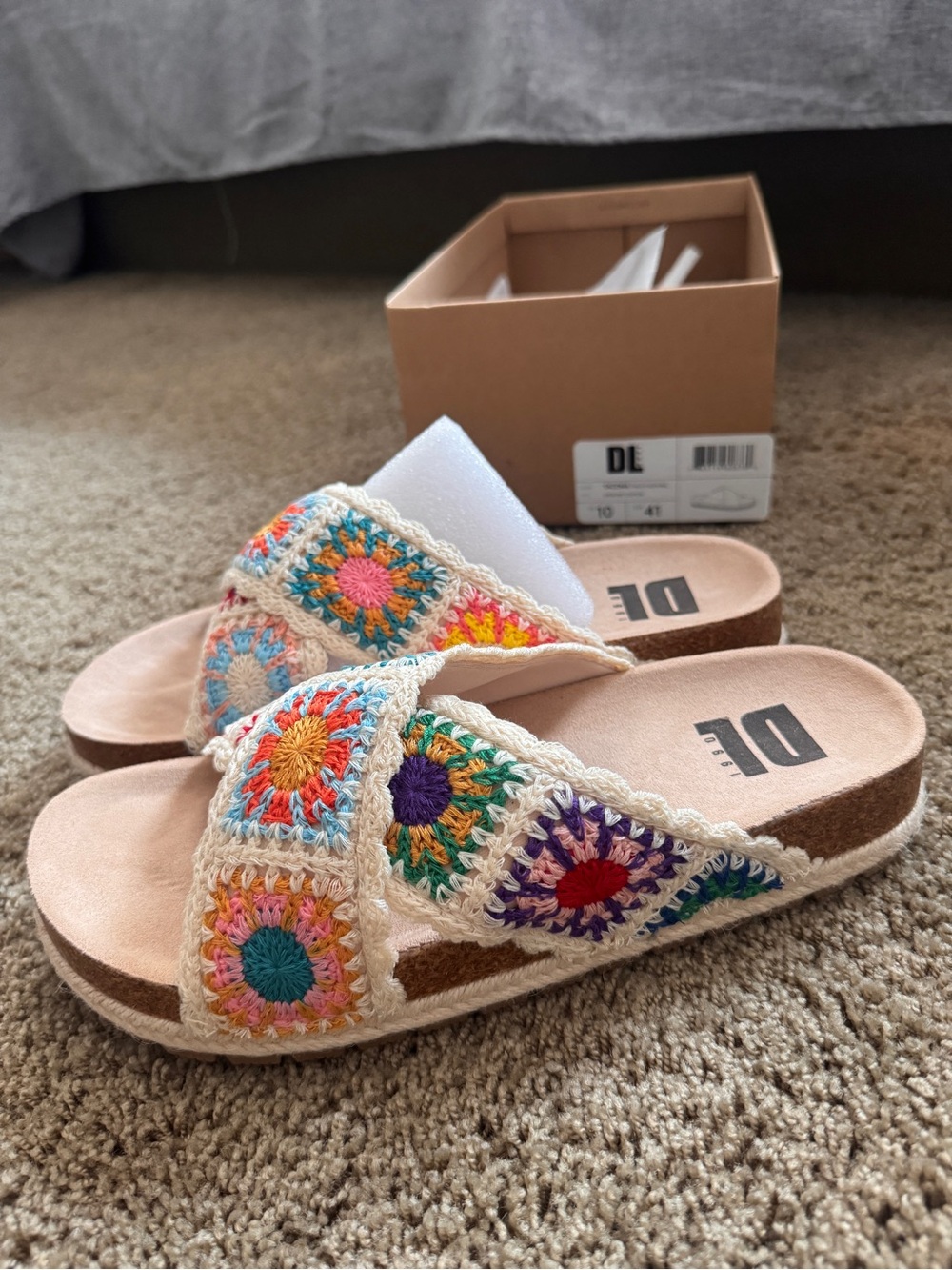 Women’s Crochet Slide Sandals, size 10, new in box
